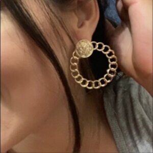 Boutique Gold Link Hoop Earrings Everyday Accessory Costume Jewelry